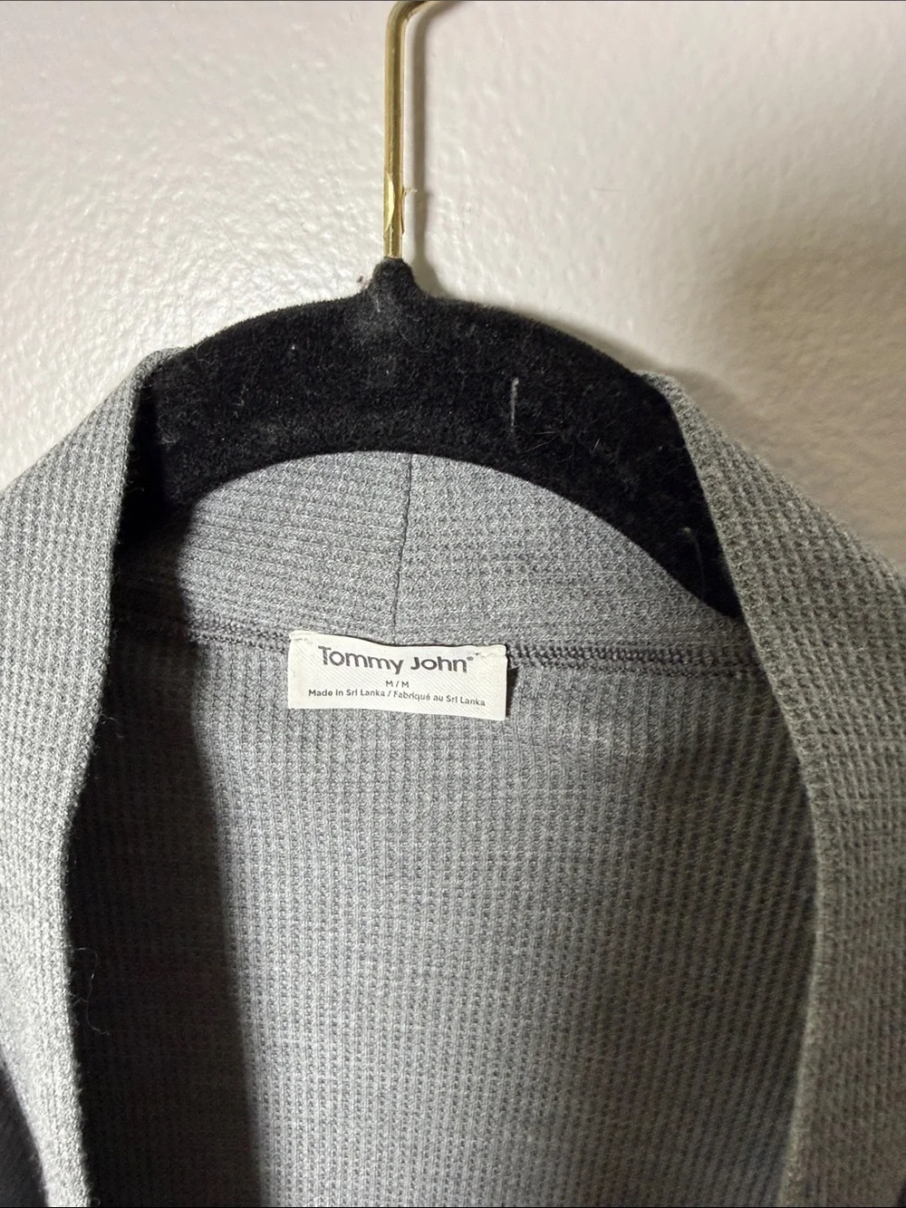 Tommy John Gray Wrap Robe with Self-Tie Belt Size Medium